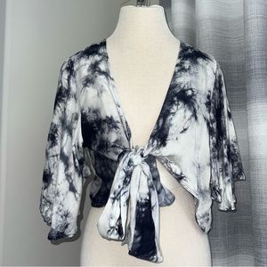 Hummingbird tie dye tie front crop top